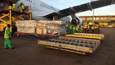 Unloading at Entebbe Airport